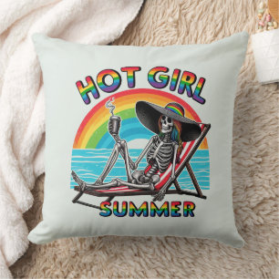 Coussin Hot Girl Summer Skeleton Retro Beach Design