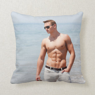 Coussin Hot Guy Bare Poitrine Musical Abs Beach Shirless P