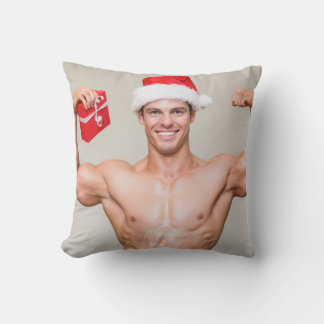 Coussin Hot Guy Flex Biceps Santa Hat Sexy Shirless