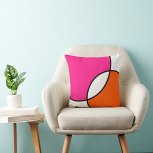 Coussin Hot pink Orange White Circles
