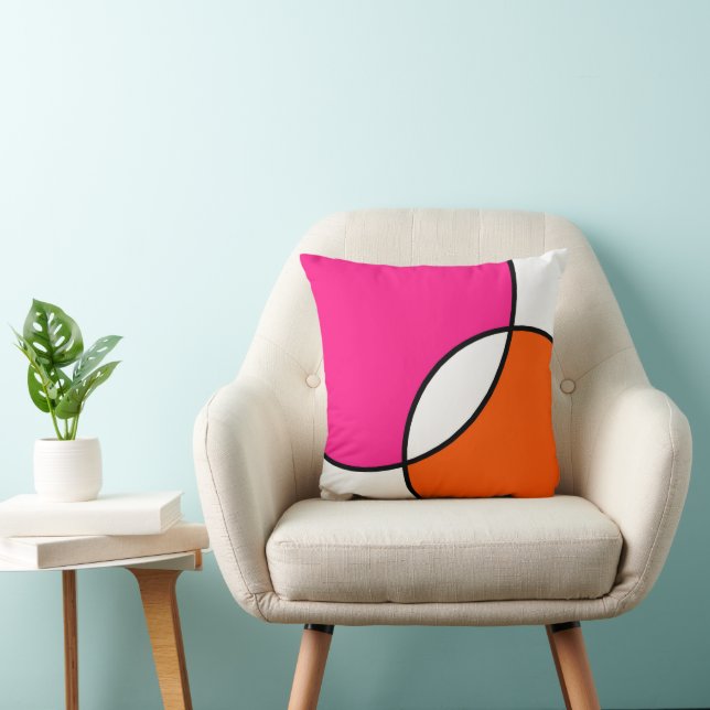Coussin Hot pink Orange White Circles (Chaise)