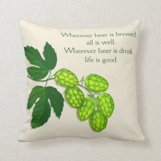 Coussin Houblon fleur et carreau de citation de bière