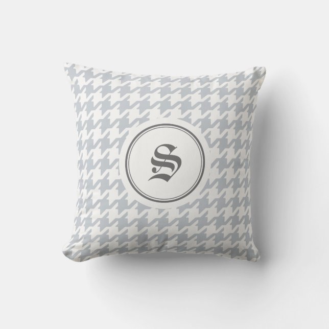Coussin Houndstooth gris classique tendance avec monogramm (Recto)