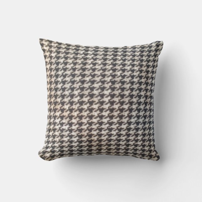 Coussin Houndstooth noir blanc élégant style classique chi (Recto)