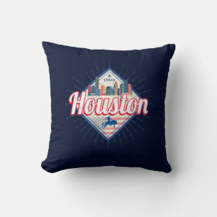 Coussin Houston Skyline Texas États-Unis Vintage USA