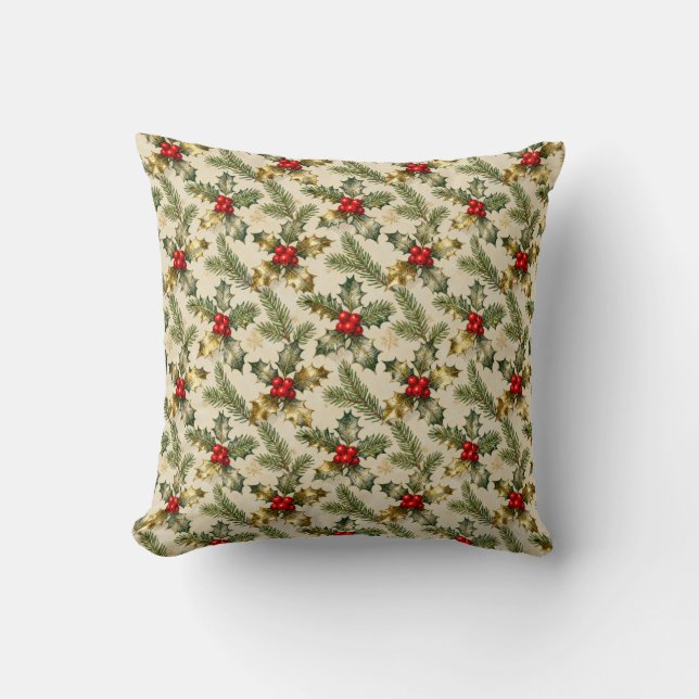 Coussin Houx et feuillus persistants (Recto)