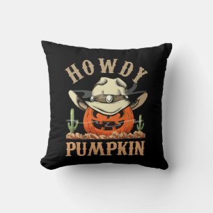 Coussin Howdy Citrouille Automne Ouest Halloween Vintage R
