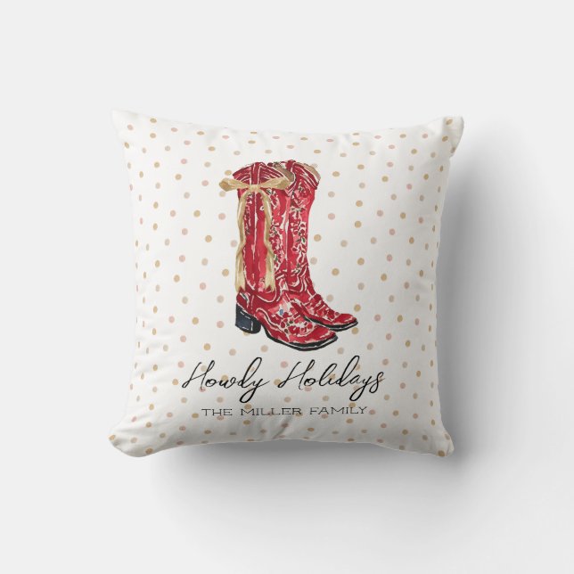 Coussin Howdy Holidays Cowgirl (Recto)