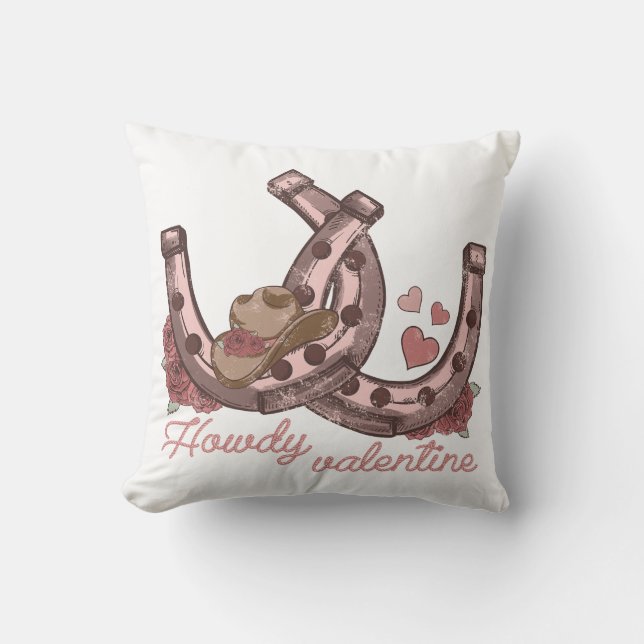 Coussin Howdy Valentine Western Horseshoes (Recto)