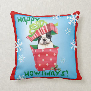 Coussin Howliday heureux Boston Terrier