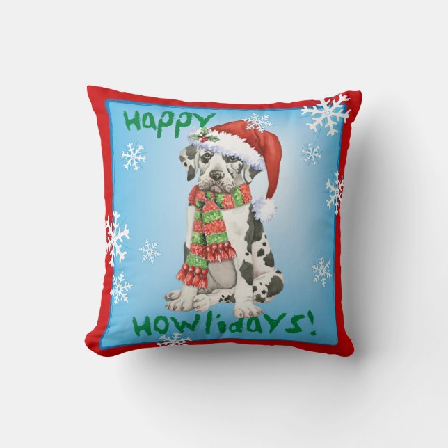 Coussin Howliday heureux great dane (Recto)