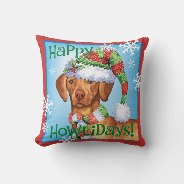 Coussin Howlidays heureux Vizsla (Recto)