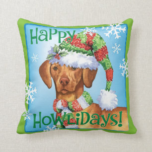 Coussin Howlidays heureux Vizsla
