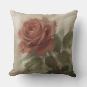 Coussin "Huile sur toile Rose unique"