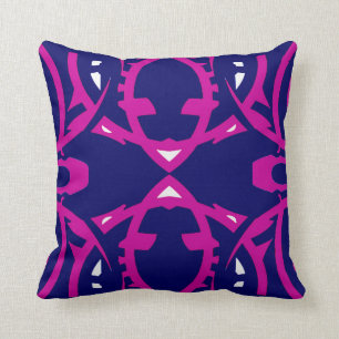 Coussin Huit sur Fuchsia/White/Navy Blue