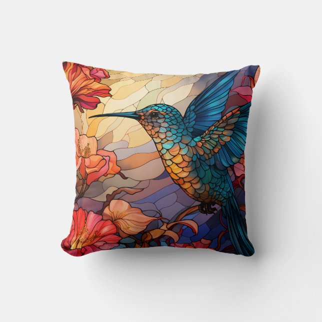 Coussin Hummingbird Throw Pillow (Recto)