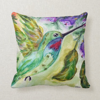 Coussin "Hummingbird watercolor" Throw Pillow