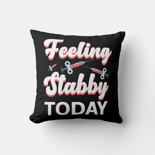 Coussin Humour de la phlébotomie Syringe Dessiner le sang  (Recto)