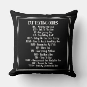 Coussin Humour des codes textuels de chats