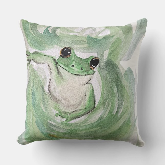 Coussin Humour magique grenouille Aquarelle Froggy (Recto)