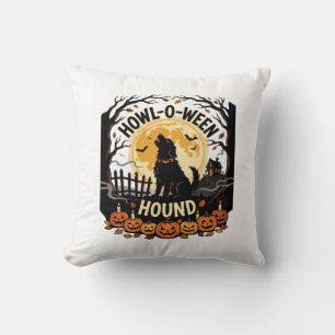 Coussin Hurlement de chien de la lune d'Halloween (2)