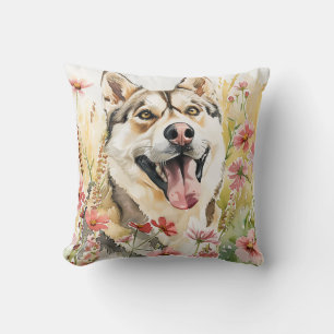 Coussin Husky - Aquarelle Chien Décor maison