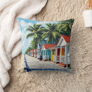 Coussin Huttes de plage tropicales colorées