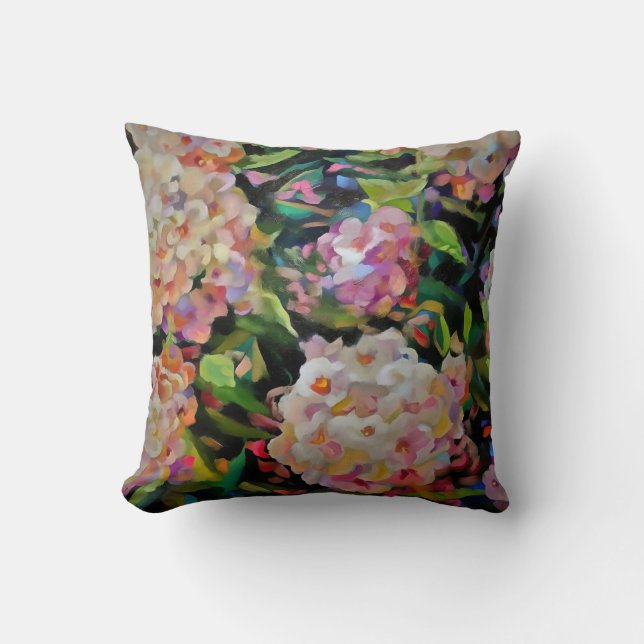 Coussin Hydrangea Blossom Art Décoratif Floral Rose (Recto)