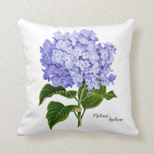 Coussin Hydrangea Lavande Floral Botanique Personnalisé