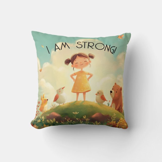 Coussin I Am Strong - Girls Empowerment (Recto)