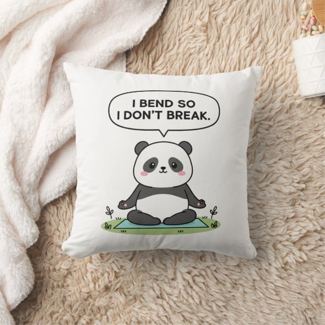 Coussin “I Bend So I Don’t Break” panda design (Couverture)