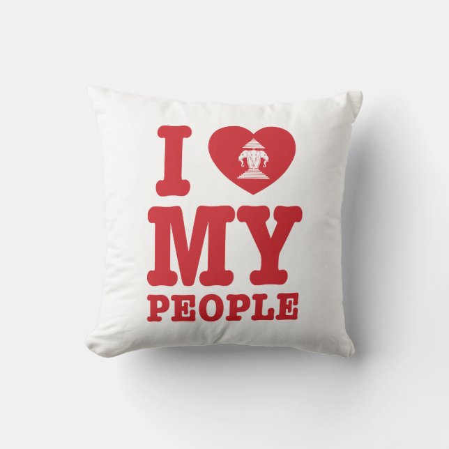 Coussin I Heart (Love) Erawan My Lao People (Recto)