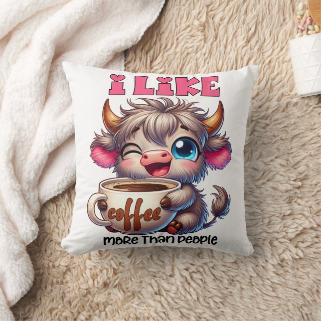 Coussin I Like Coffee More Than People  (Couverture)