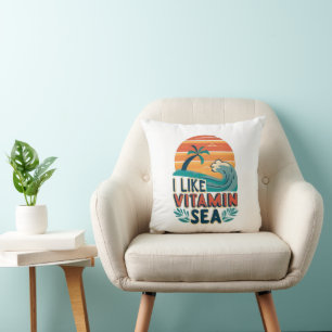 Coussin I Like Vitamin Sea, Sea Vibes, Relaxant Beach