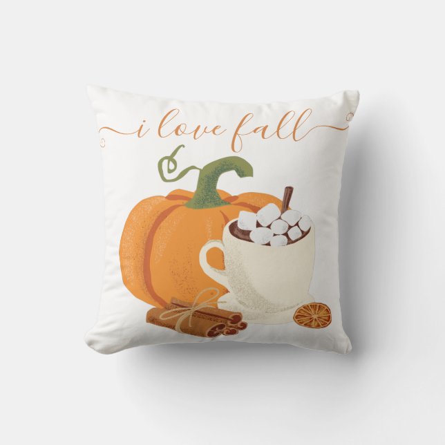Coussin I Love Fall Citrouille latter Pays Thanksgiving (Recto)