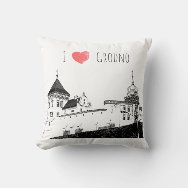 Coussin I Love Grodno Belarus Architecture Sketch Castle (Recto)