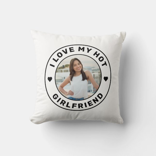 Coussin I Love My Girlfriend Simple Photo personnalisée (Recto)