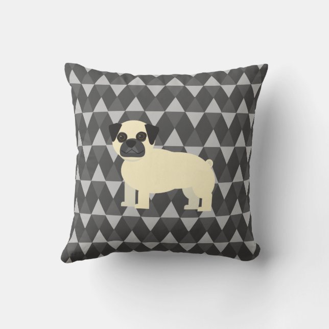 Coussin I love my Pug, Gray diamonds pattern (Verso)