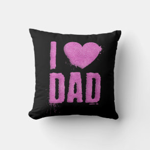 Coussin I Love Papa Pink Parties scintillant Typographie  