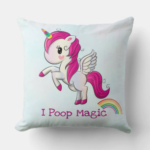 Coussin I Poop Magic Funny Unicorne Dit