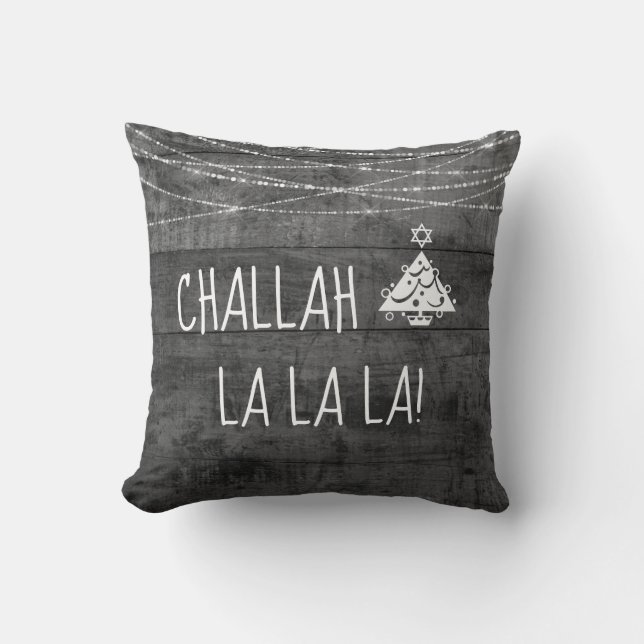 Coussin Icon Monochrome Grey Challah La La Chrismukkah (Recto)