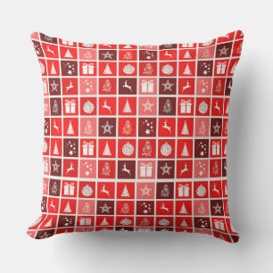 Coussin Icône de Noël Rouge Carré Vacances Art classique