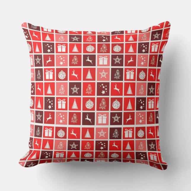Coussin Icône de Noël Rouge Carré Vacances Art classique (Recto)