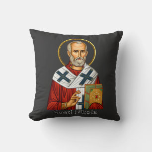 Coussin icône orthodoxe serbe de lettre de saint Nicolas 