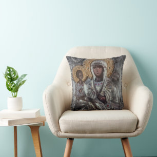 Coussin Icône religieuse de la Vierge Marie à trois mains
