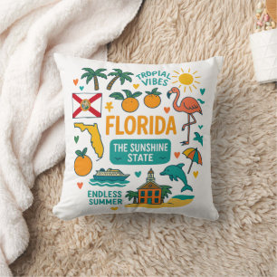 Coussin Icônes fantaisistes rétro de voyage en Floride