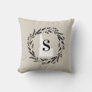 Coussin Idaho Rustic Wreath Monogramme Jeu d'oreiller