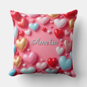 Coussin 💖 Idée Cadeau Décoration Chambre à Motif Cœur Col