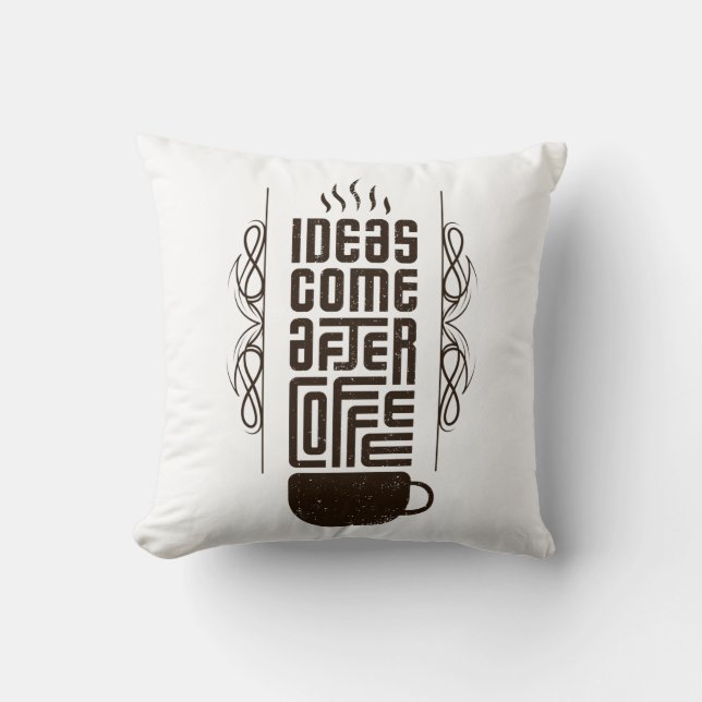 Coussin Idées Après Café, Lettres Typographiques Branchées (Recto)