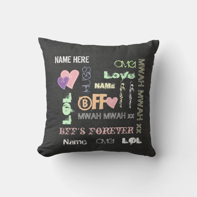 Coussin Idées cadeaux de Noël BFF amis, jeux de mots (Recto)